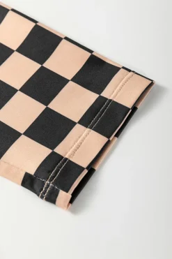 Discount Dear-Lover Checkered Pattern High Waist Skinny Leggings Khaki
