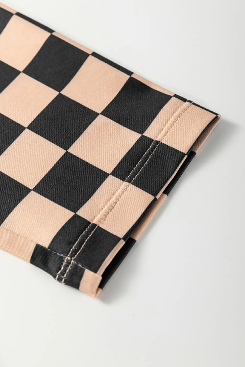 Discount Dear-Lover Checkered Pattern High Waist Skinny Leggings Khaki