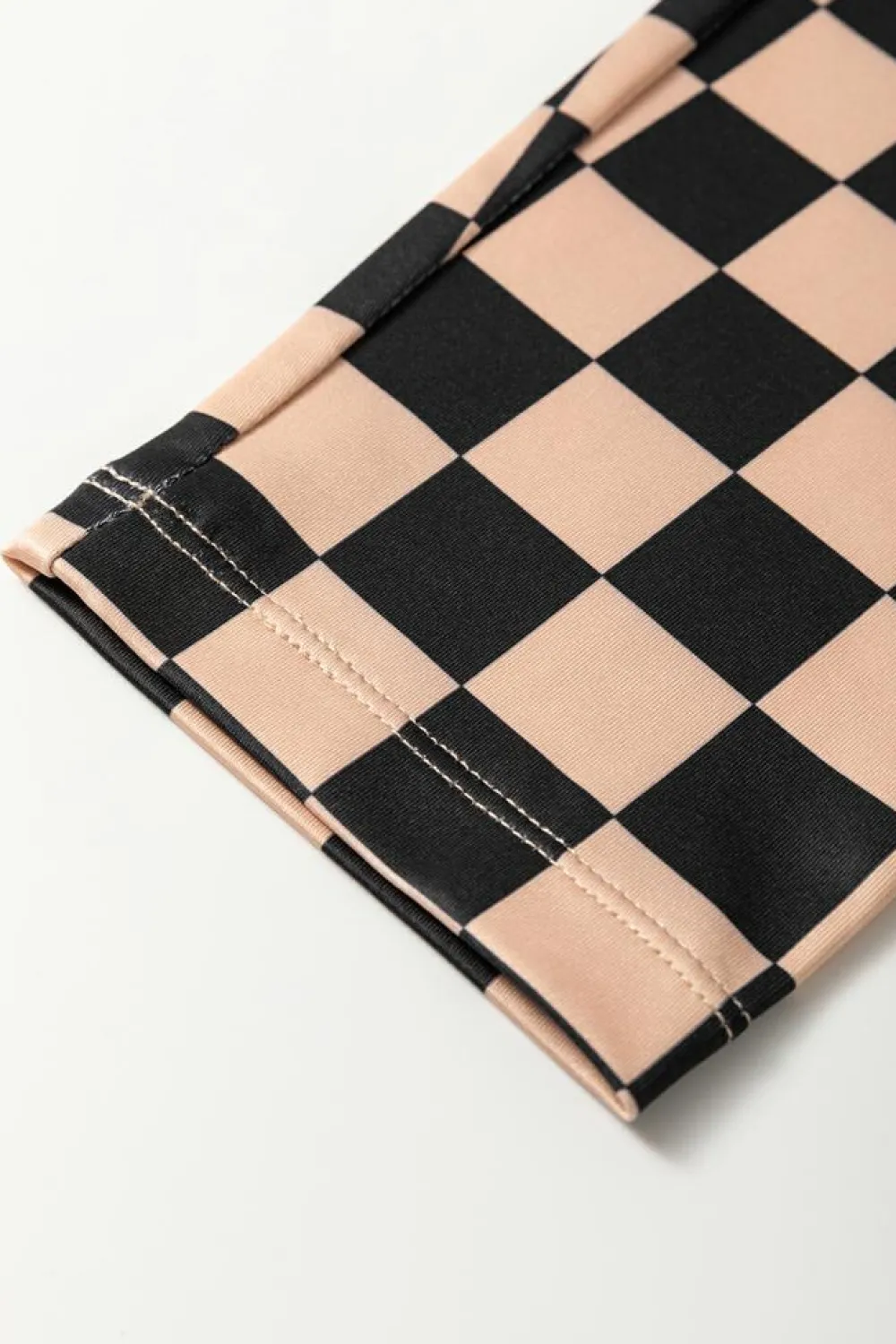 Discount Dear-Lover Checkered Pattern High Waist Skinny Leggings Khaki