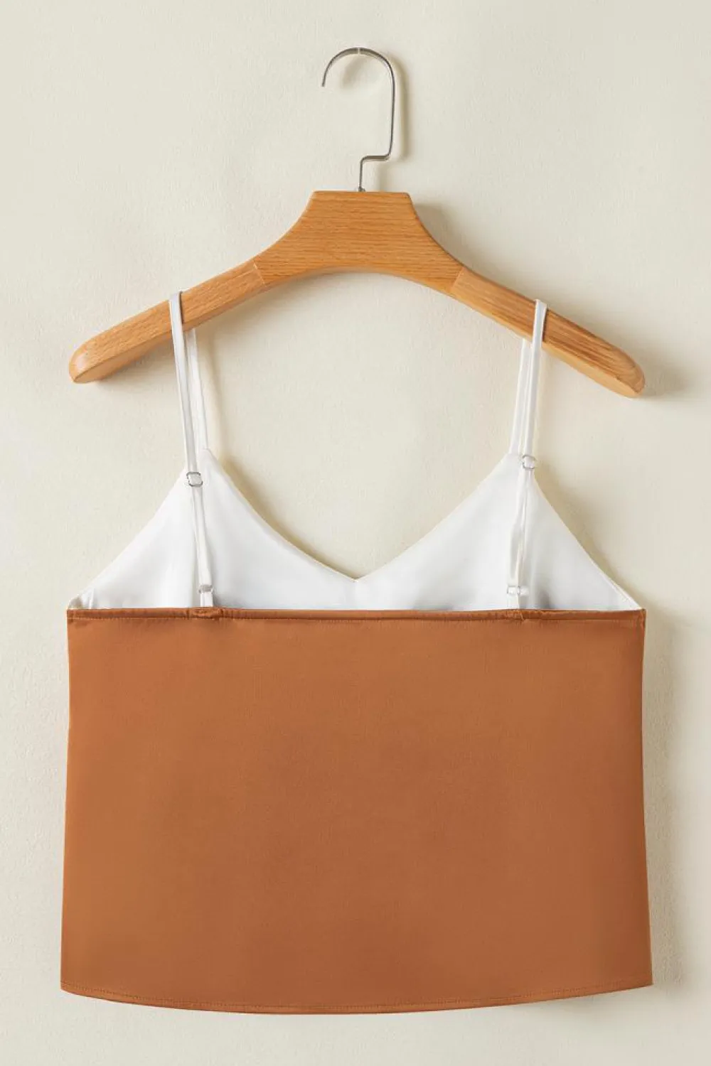 Outlet Dear-Lover Chevron Color Block Spaghetti Straps Tank Top Khaki
