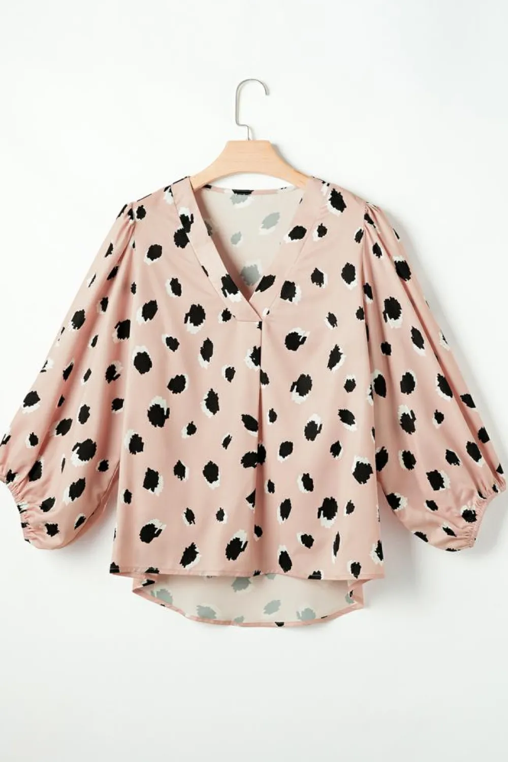 Outlet Dear-Lover Classic Leopard V Neck Bracelet Sleeve Blouse Khaki