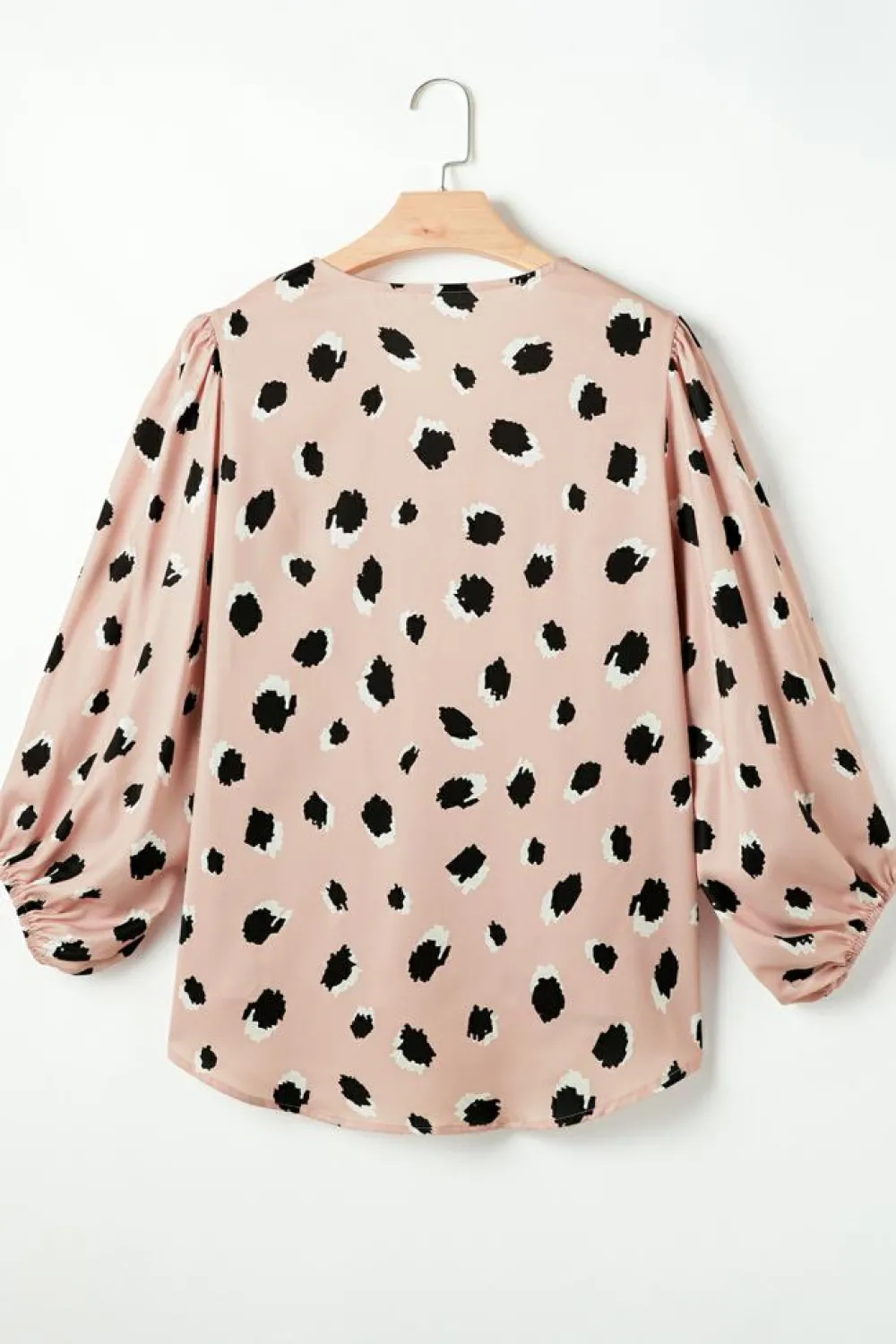 Outlet Dear-Lover Classic Leopard V Neck Bracelet Sleeve Blouse Khaki