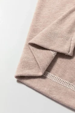 New Dear-Lover Colorblock Long Sleeve Crew Neck Top Khaki