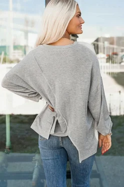 Hot Dear-Lover Colorblock Stitching Irregular Hem Long Sleeve Top Khaki