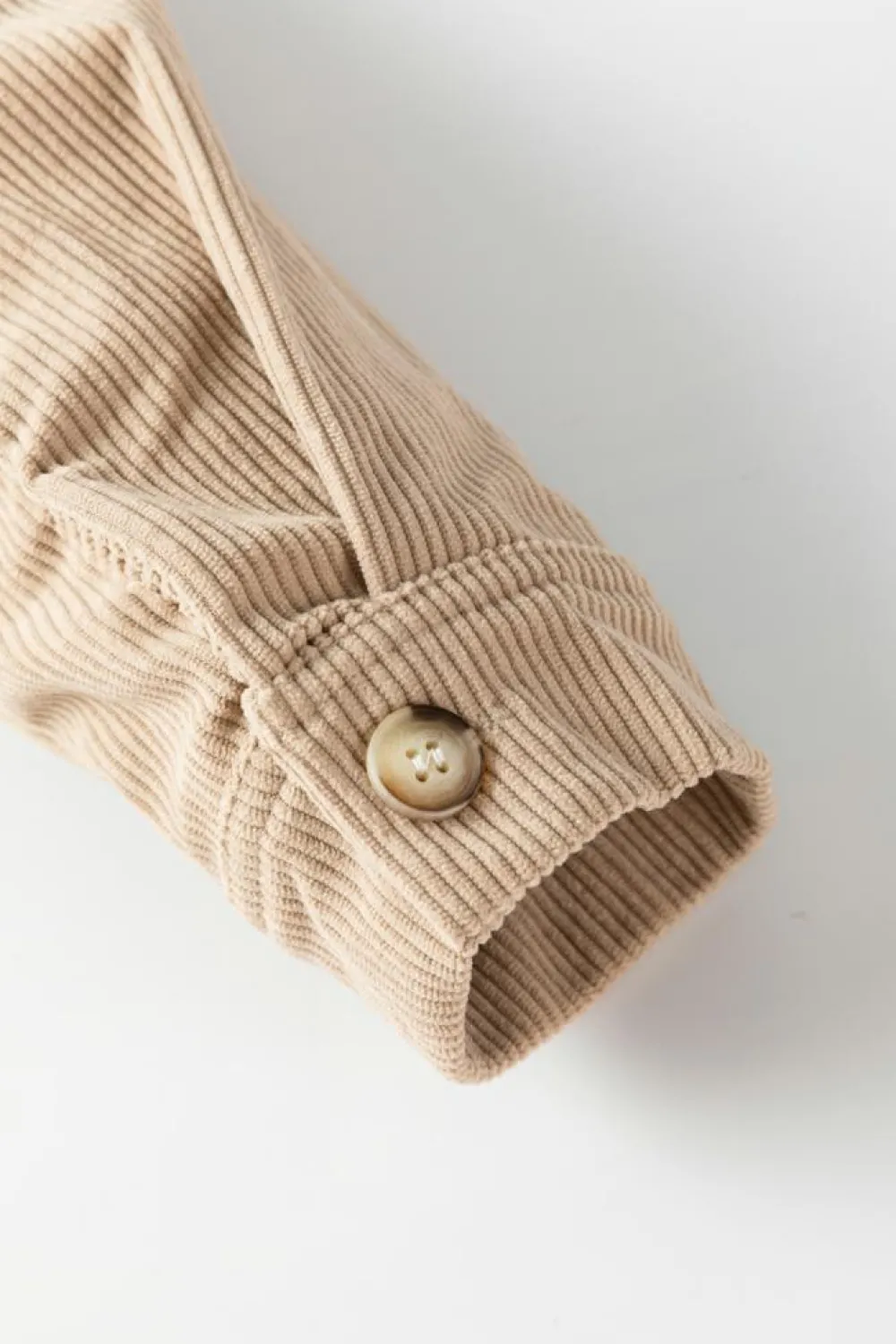 Fashion Dear-Lover Corduroy Colorblock Button up Loose Shacket Khaki