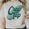 Online Dear-Lover Corn Crop Top Graphic Tee Khaki