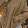 Hot Dear-Lover Exposed Seam Twist Open Back Oversized Sweatshirt Khaki