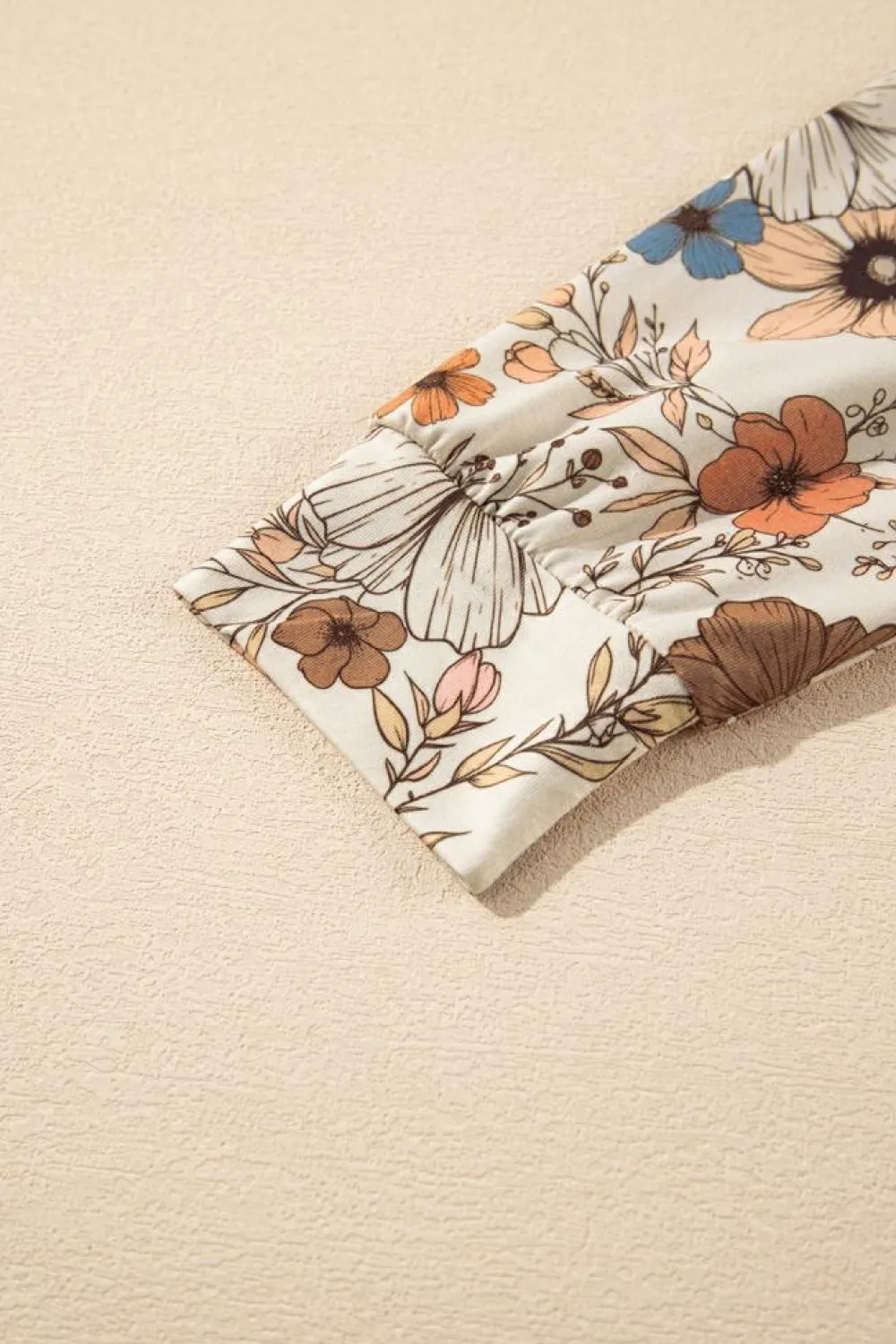 Sale Dear-Lover Floral Print Loose Crew Neck Long Sleeve T Shirt Khaki