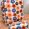 Discount Dear-Lover Flower Print Corduroy Backpack with Matching Pouch Khaki