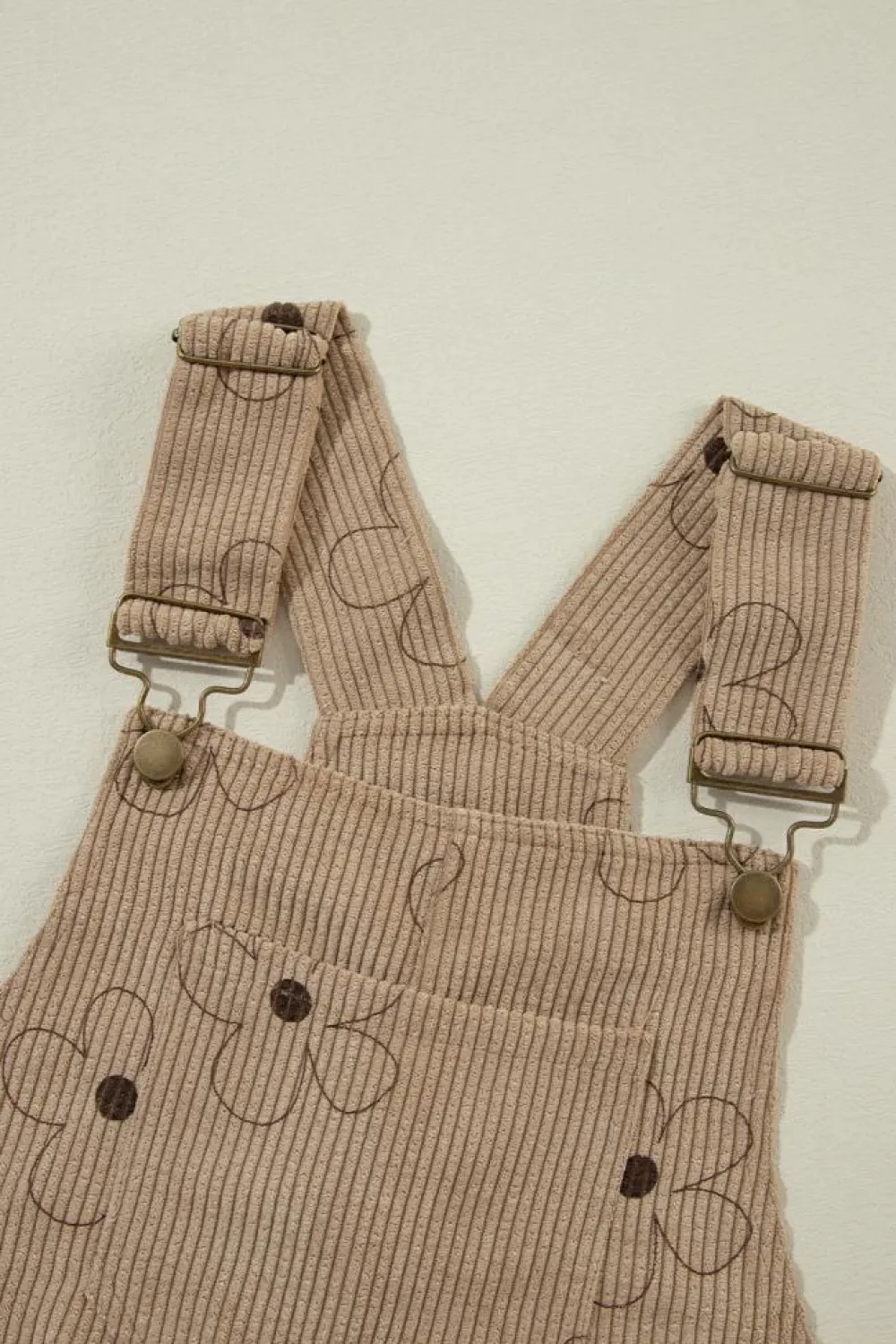 Best Dear-Lover Flower Print Corduroy Overalls Khaki