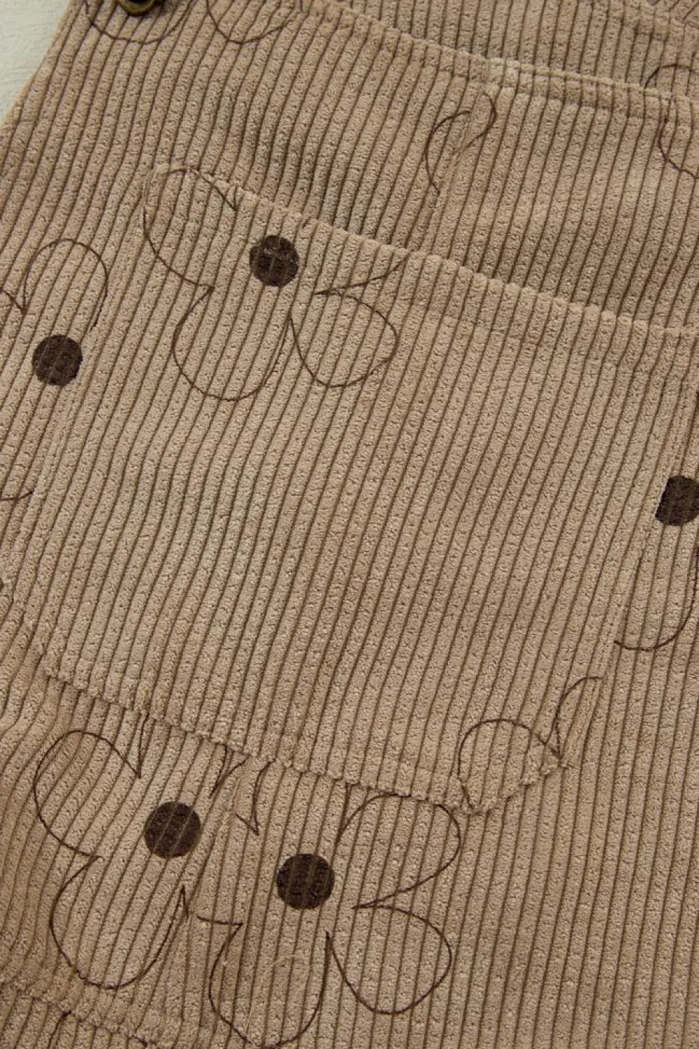 Best Dear-Lover Flower Print Corduroy Overalls Khaki