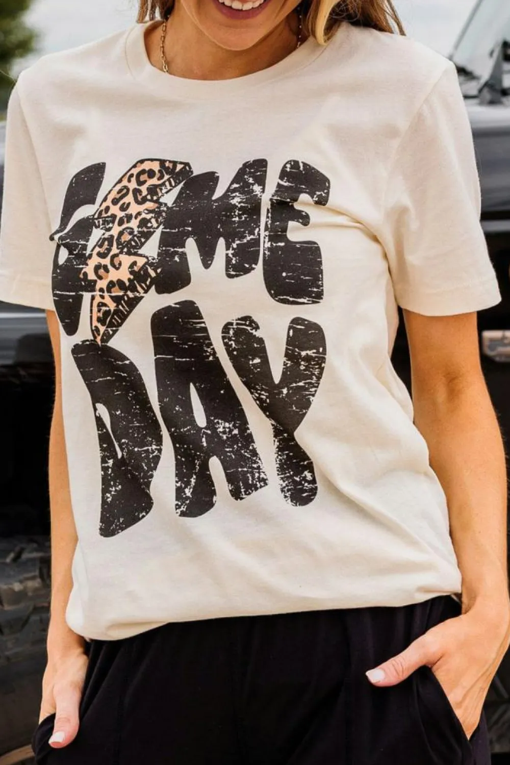 New Dear-Lover Game Day Rugby Football Season Leopard Lightning T Shirt Khaki