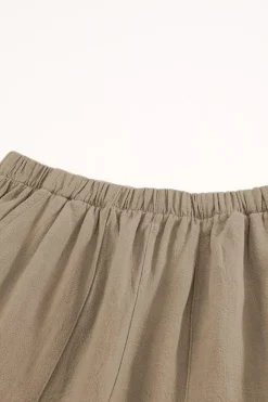 Best Dear-Lover High Waist Pocketed Ruffle Shorts Khaki