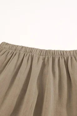 Best Dear-Lover High Waist Pocketed Ruffle Shorts Khaki