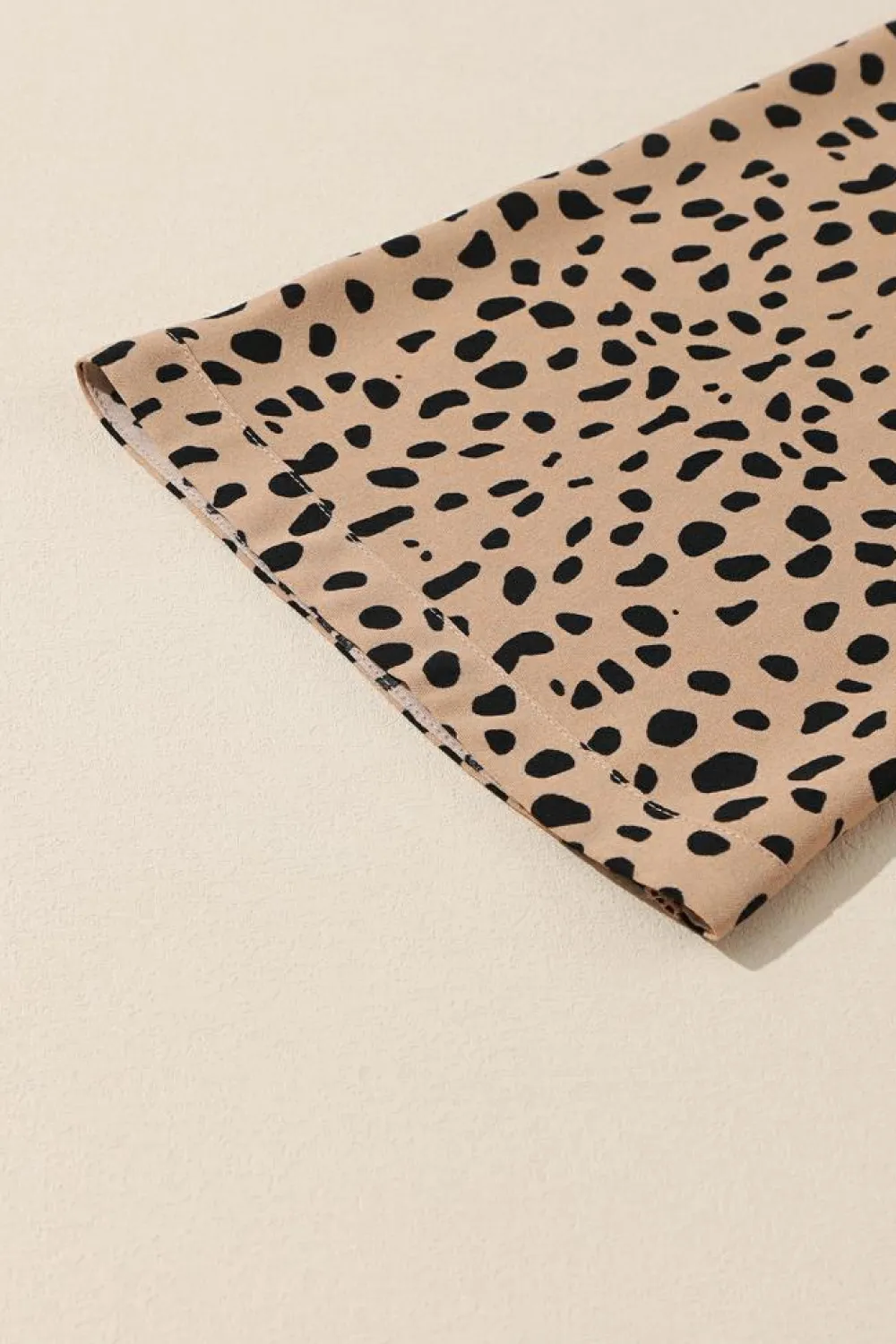 Outlet Dear-Lover Leopard Contrast Half Button Casual Blouse Khaki