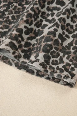 Online Dear-Lover Leopard Denim Mini Skirt Khaki