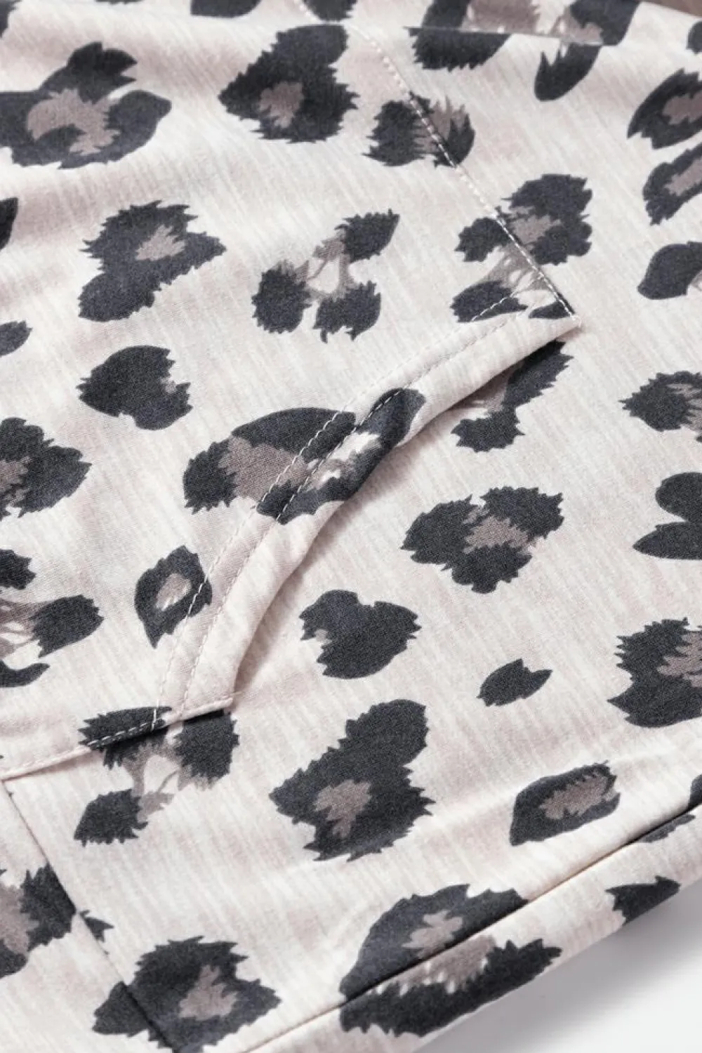 Best Dear-Lover Leopard Print Drawstring Hoodie and Skinny Pants Lounge Set Khaki