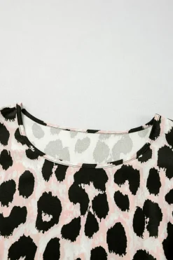 New Dear-Lover Leopard Print Layered Ruffled Short Sleeve Blouse Khaki