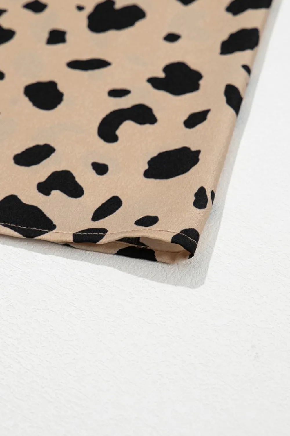 New Dear-Lover Leopard Spots Printed Split Hem Midi Skirt Khaki