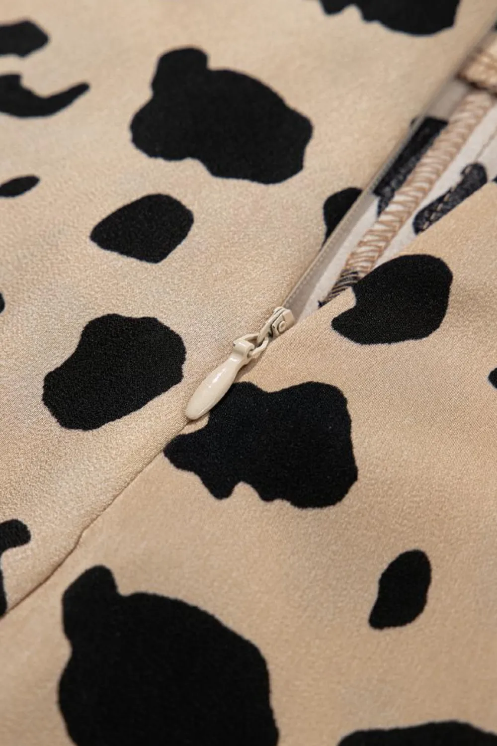 New Dear-Lover Leopard Spots Printed Split Hem Midi Skirt Khaki