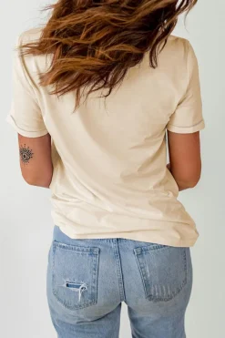 Outlet Dear-Lover MOM Floral Letter Print T Shirt Khaki
