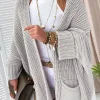 New Dear-Lover Oversized Fold Over Sleeve Open Front Cardigan Khaki