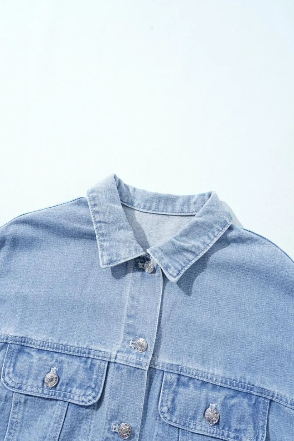 Sale Dear-Lover Plaid Patchwork Buttoned Oversized Denim Jacket Khaki