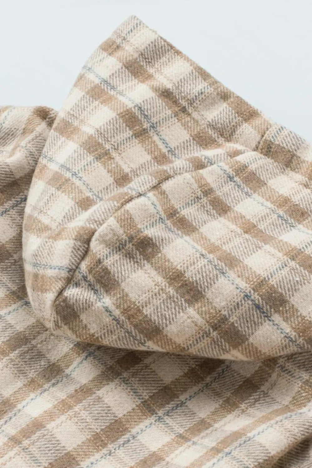 Best Dear-Lover Plaid Pattern Sherpa Lined Hooded Shacket Khaki