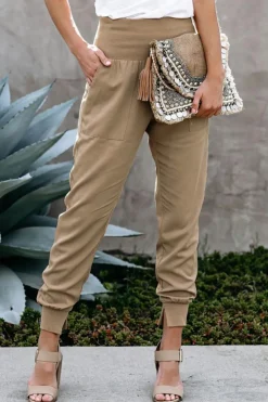 Outlet Dear-Lover Pocketed Casual Joggers Khaki