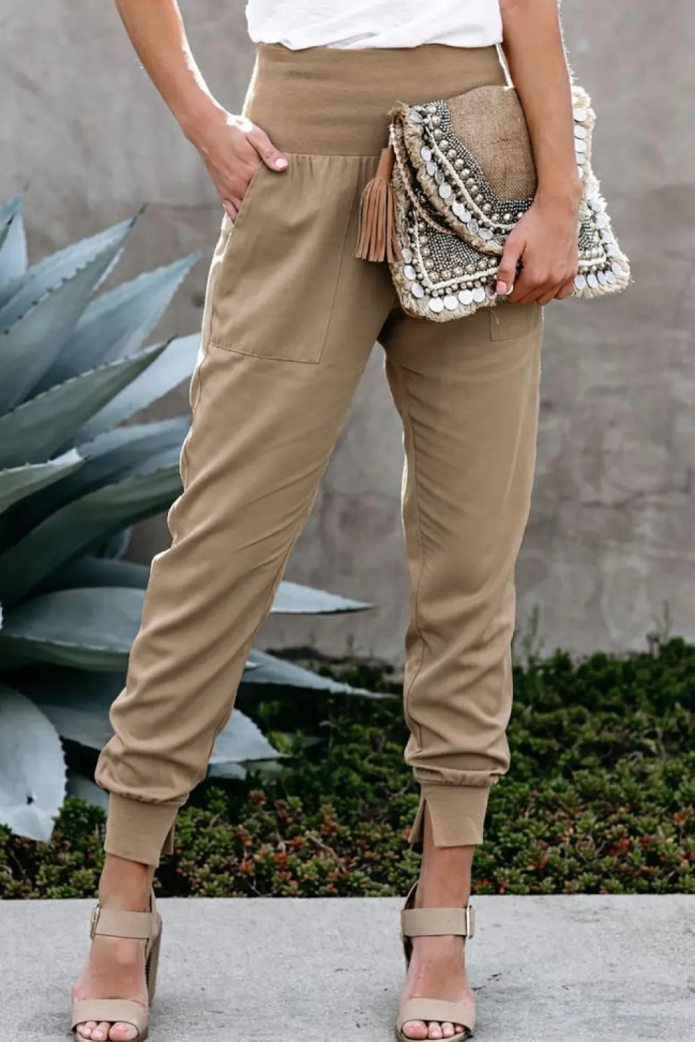 Outlet Dear-Lover Pocketed Casual Joggers Khaki