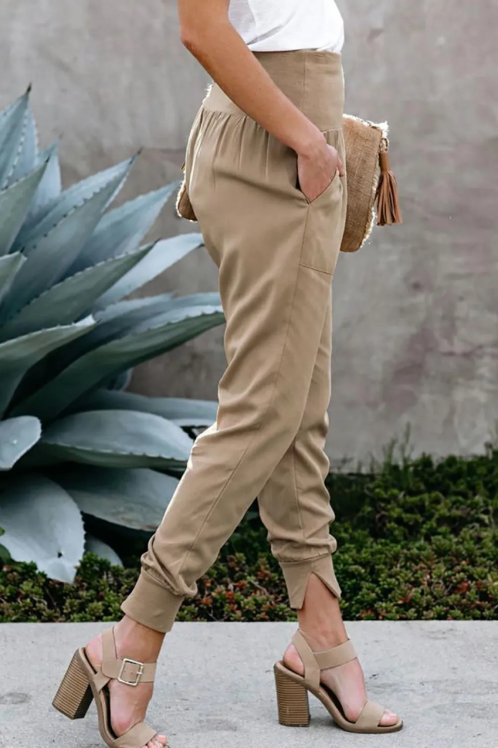Outlet Dear-Lover Pocketed Casual Joggers Khaki