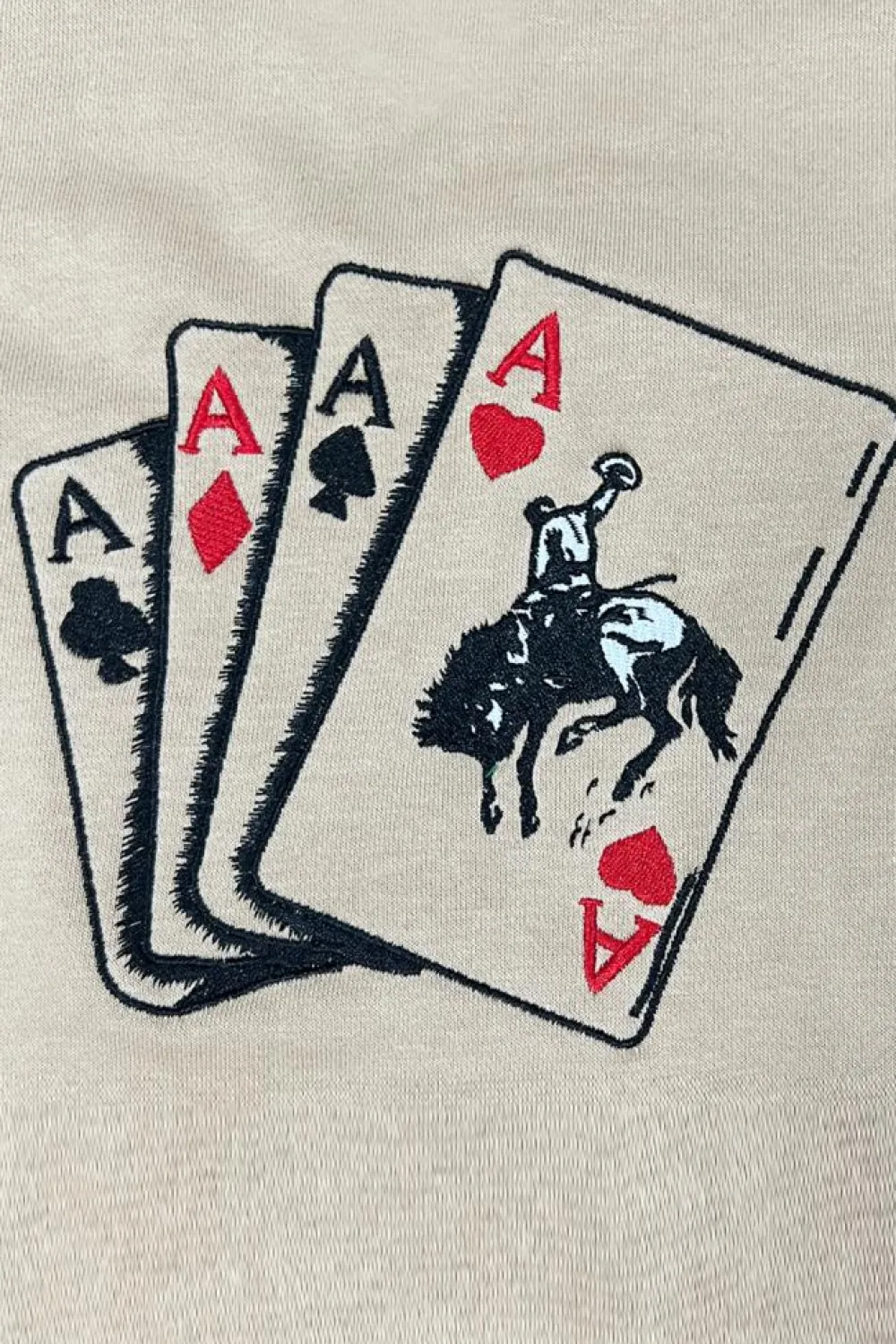 Best Dear-Lover Poker Queen Embroidered Graphic Tee Khaki