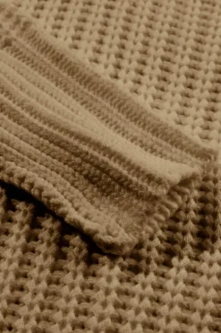 Best Dear-Lover Khaki Ribbed Knit Round Neck Slouchy Chunky Sweater Pale Khaki