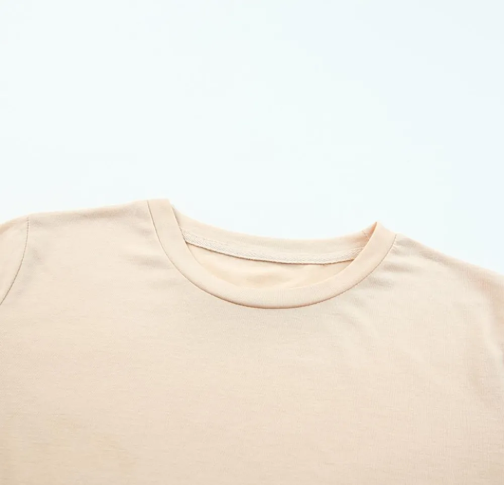 Outlet Dear-Lover Solid Color Crew Neck Tee Khaki