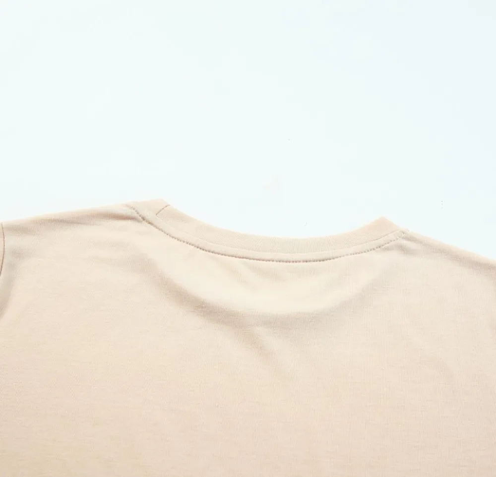 Outlet Dear-Lover Solid Color Crew Neck Tee Khaki