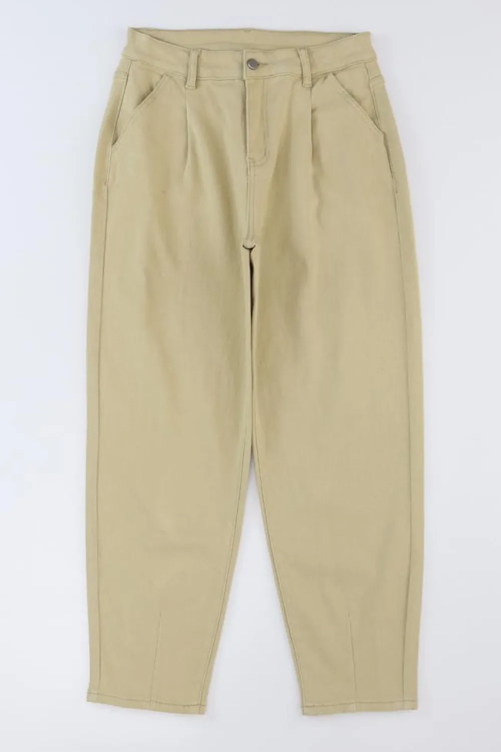 Hot Dear-Lover Solid High Waist Casual Pants Khaki