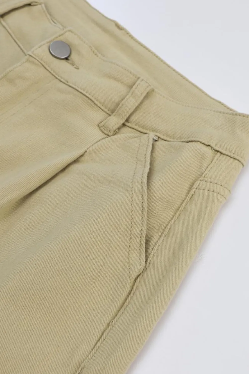 Hot Dear-Lover Solid High Waist Casual Pants Khaki