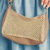 New Dear-Lover Straw Woven PU Leather Patchwork Shoulder Bag Khaki
