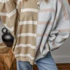 New Dear-Lover Colorblock Oversized Sweater Khaki Stripe
