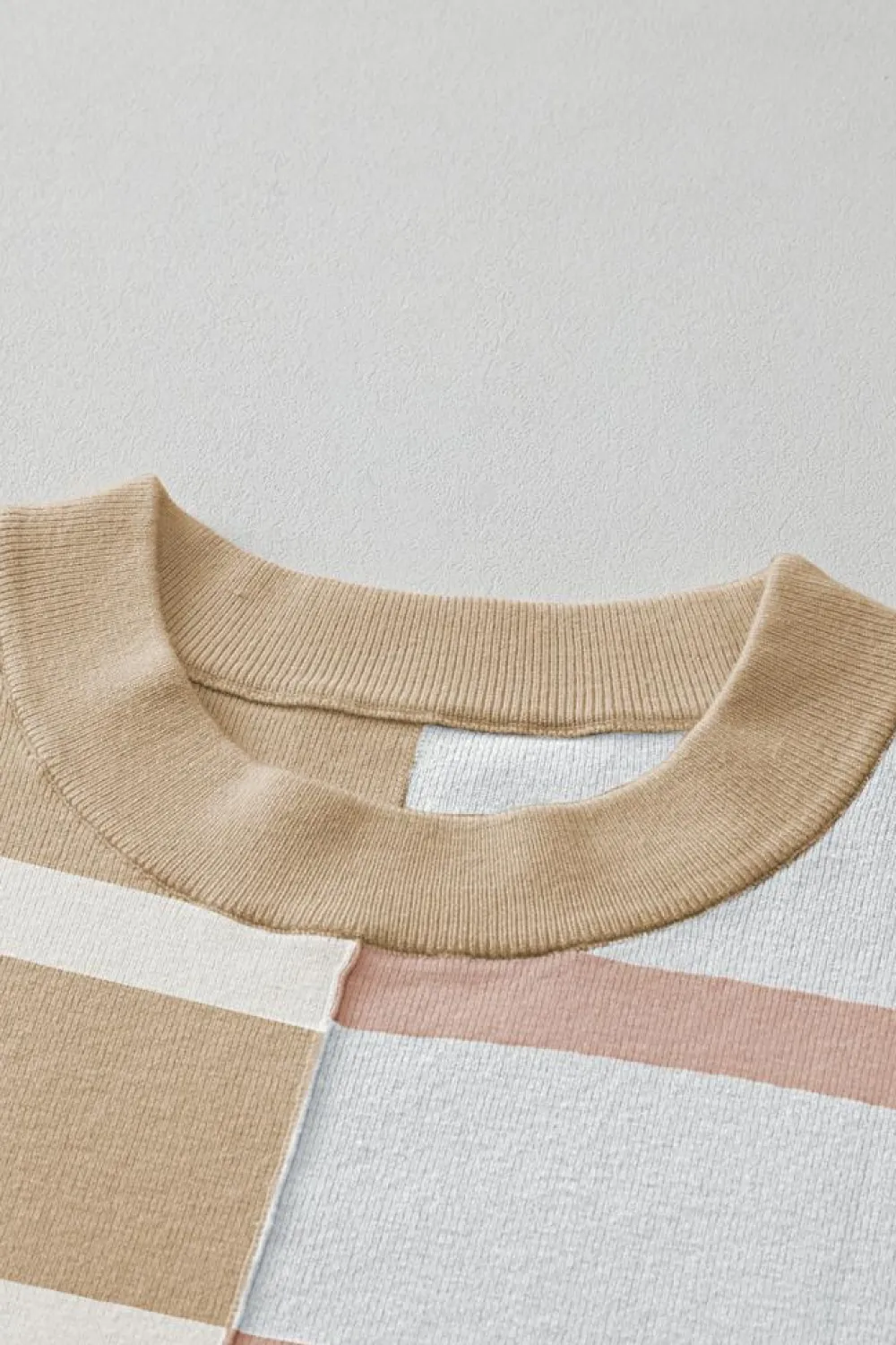 New Dear-Lover Colorblock Oversized Sweater Khaki Stripe
