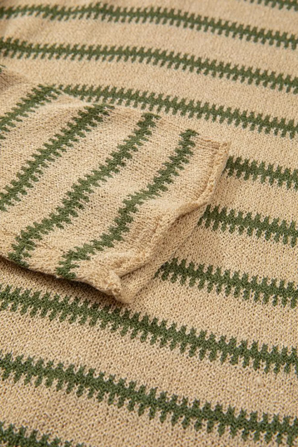 Clearance Dear-Lover Drop Shoulder Casual Sweater Khaki Stripe