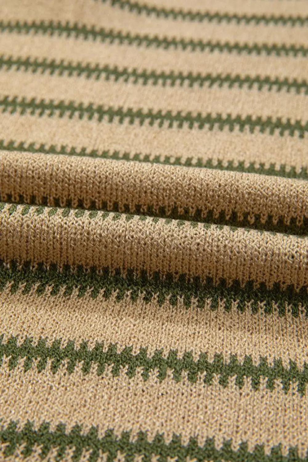 Clearance Dear-Lover Drop Shoulder Casual Sweater Khaki Stripe