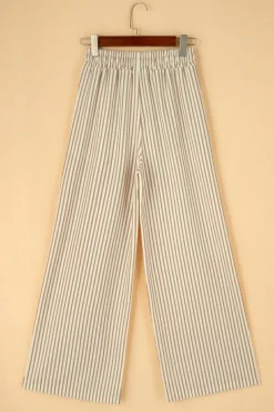 Best Dear-Lover Print Wide Leg Drawstring Pants Khaki Stripe