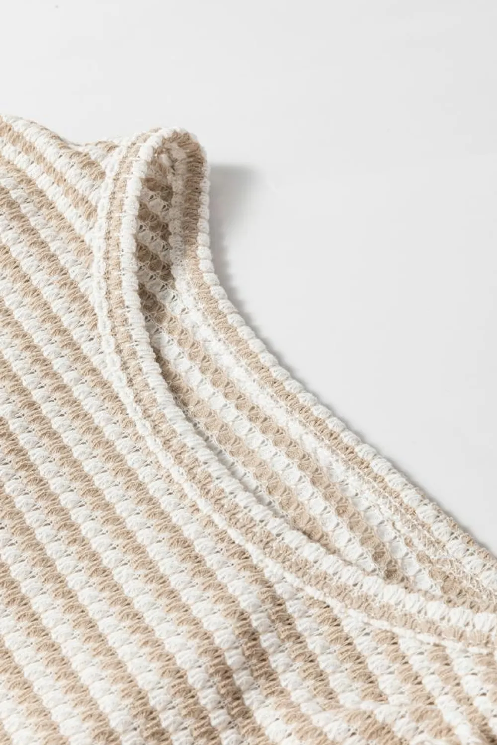 Discount Dear-Lover Round Neck Drop Shoulder Long Sleeve Top Khaki Stripe