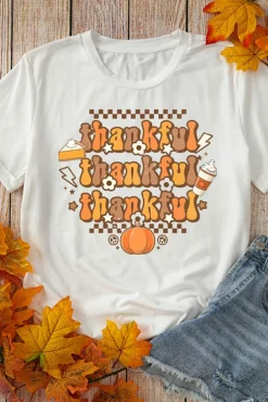 Online Dear-Lover thankful Crew Neck Thanksgiving Graphic Tee Khaki