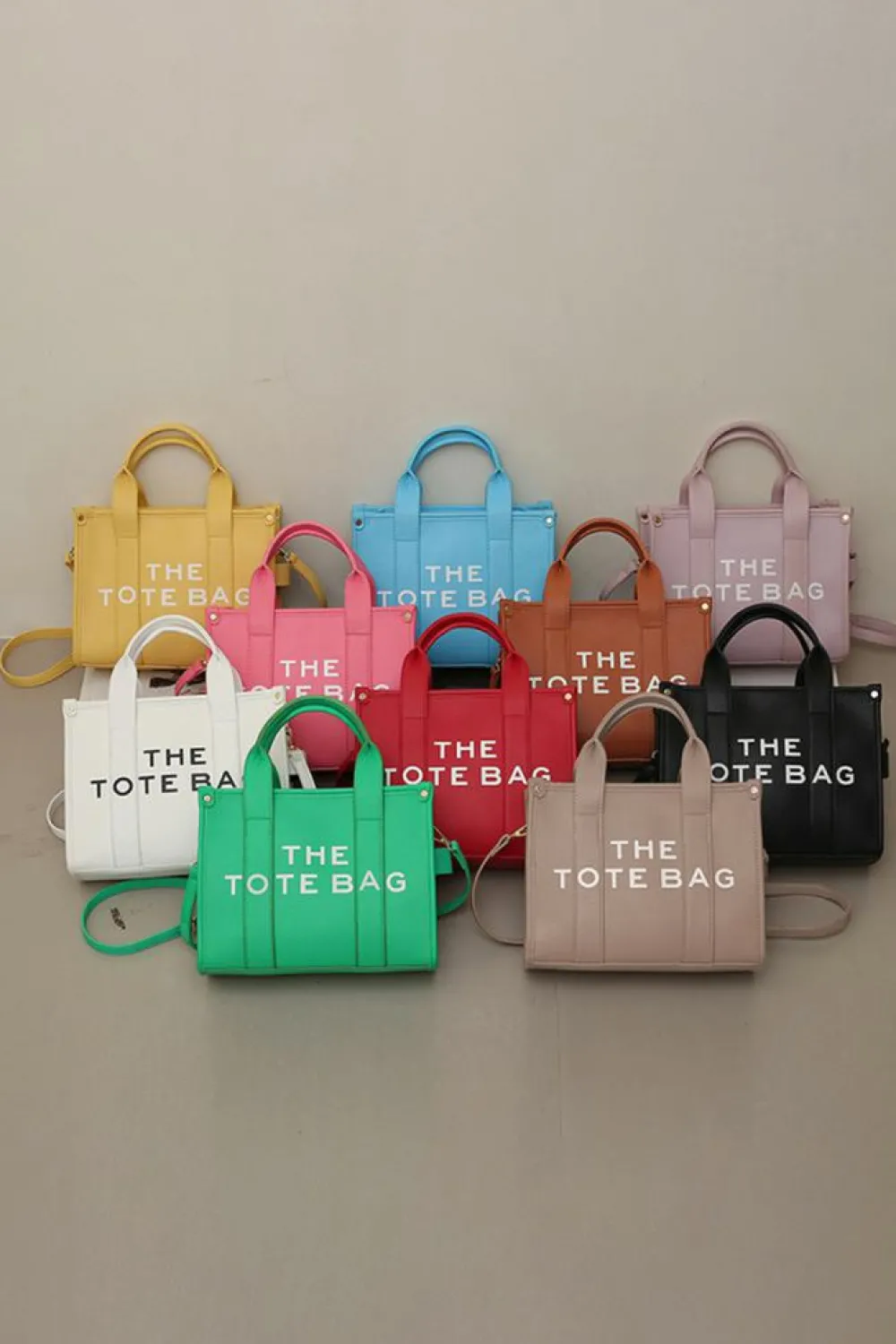 Sale Dear-Lover THE TOTE BAG PU Leather Large Shoulder Bag Khaki