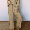 Outlet Dear-Lover Khaki Ultra Loose Textured 2pcs Slouchy Outfit Pale Khaki