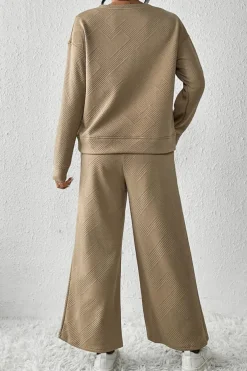 Outlet Dear-Lover Khaki Ultra Loose Textured 2pcs Slouchy Outfit Pale Khaki