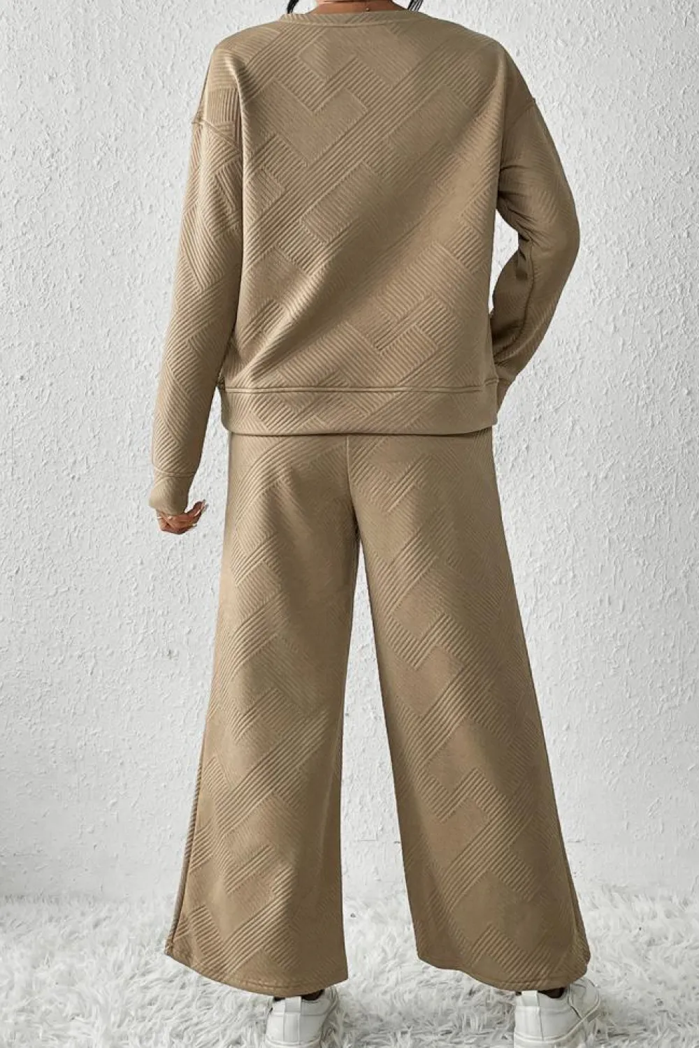 Outlet Dear-Lover Khaki Ultra Loose Textured 2pcs Slouchy Outfit Pale Khaki