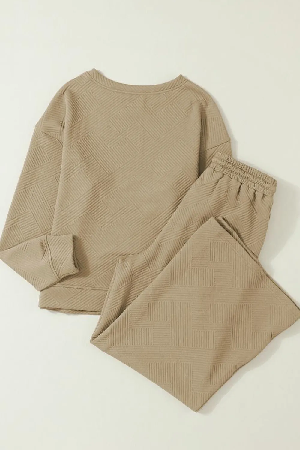 Outlet Dear-Lover Khaki Ultra Loose Textured 2pcs Slouchy Outfit Pale Khaki